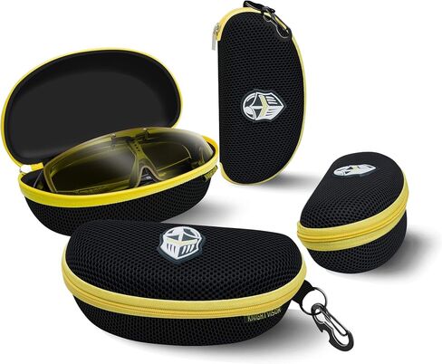 BLUPOND Knight Visor Large Sunglasses Case with Metal Carabiner & Zipper - EVA Semi Hard Frame Glasses Case for Men & Women in Saudi Arabia