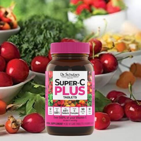 Dr. Schulze's Super-C Plus - Vitamin C Supplement for Immune Support - Skin Health & Antioxidant Support - High-Potency Formula - Plant-Based Superfood - Gluten-Free & Vegan, 2 oz (20 Serving), 2 Pack in Saudi Arabia