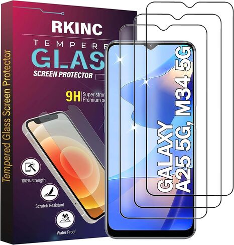 RKINC Screen Protector [3-Pack] for Samsung Galaxy A05, A05s, Tempered Glass Film Screen Protector, 0.33mm [LifetimeWarranty][Bubble-Free][Anti-Scratch][Anti-Shatter] in Saudi Arabia