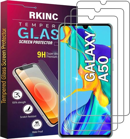 RKINC Screen Protector [3-Pack] for Samsung Galaxy A05, A05s, Tempered Glass Film Screen Protector, 0.33mm [LifetimeWarranty][Bubble-Free][Anti-Scratch][Anti-Shatter] in Saudi Arabia
