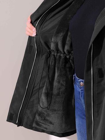 Agnes Orinda Plus Size Rain Jacket for Women Lightweight Waterproof Fleece Lined Jacket Hooded Windbreaker Coat in Saudi Arabia