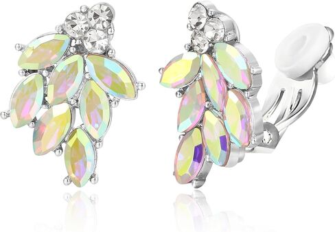 BriLove Clip-on Earrings for Women,Stunning Shiny Marquise Rhinestones Cluster Earring for Wedding Party Prom Jewelry Accessories in Saudi Arabia