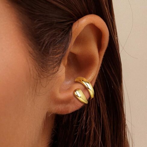 Gold Ear Cuff Earrings for Women, Non-Piercing Ear Cuffs, Clip-On Earrings for Women, Fashion Jewelry, Unique Gifts for Her, Trendy Ear Cuffs for Women in Saudi Arabia
