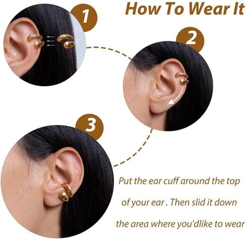 Gold Ear Cuff Earrings for Women, Non-Piercing Ear Cuffs, Clip-On Earrings for Women, Fashion Jewelry, Unique Gifts for Her, Trendy Ear Cuffs for Women in Saudi Arabia
