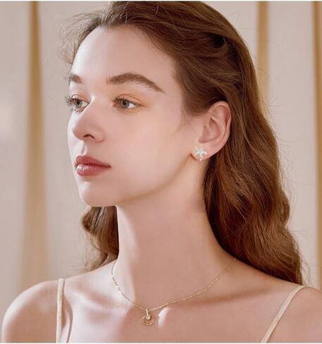 سباركلي مكعب زركونيا نجم البحر كليب على القرط للنساء كريستال لطيف لذيذ نجمة فضية Earrin بيان غير مثقوب آذان بوهو الصيف شاطئ المحيط عطلة عطلة الأزياء والمجوهرات in Saudi Arabia