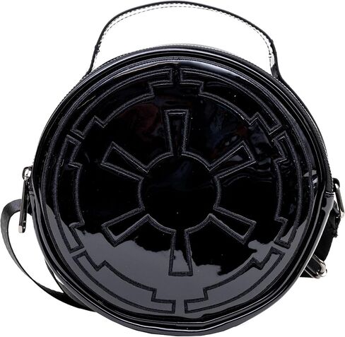 حقيبة كروس دائرية من الجلد النباتي من Star Wars مع أشرطة قابلة للتعديل، مطرزة بشعار Galactic Empire Imperial، باللون الأسود in Saudi Arabia