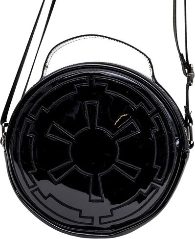 حقيبة كروس دائرية من الجلد النباتي من Star Wars مع أشرطة قابلة للتعديل، مطرزة بشعار Galactic Empire Imperial، باللون الأسود in Saudi Arabia
