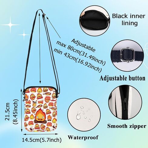 G2TUP Calcifer Anime Crossbody Bag Japanese Calcifer Anime Fans Gift Calcifer's Bed & Breakfast Shoulder Bag Fire Demon Merch in Saudi Arabia