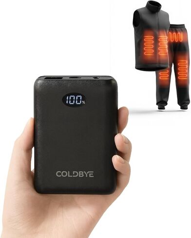 ColdBye Mini 𝟏𝟎𝟎𝟎𝟎𝐦𝐀𝐡 5V 2A/3A 7.4V/3A Heated Vest Battery Pack Compatible with Major Heated Clothing Brands, Ultra-Light Portable, USB, Type-C and DC Ports in Saudi Arabia