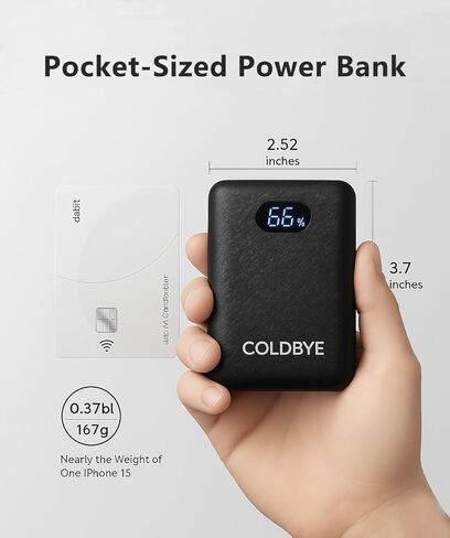 ColdBye Mini 𝟏𝟎𝟎𝟎𝟎𝐦𝐀𝐡 5V 2A/3A 7.4V/3A Heated Vest Battery Pack Compatible with Major Heated Clothing Brands, Ultra-Light Portable, USB, Type-C and DC Ports in Saudi Arabia