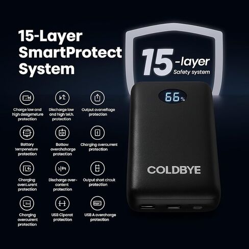 ColdBye Mini 𝟏𝟎𝟎𝟎𝟎𝐦𝐀𝐡 5V 2A/3A 7.4V/3A Heated Vest Battery Pack Compatible with Major Heated Clothing Brands, Ultra-Light Portable, USB, Type-C and DC Ports in Saudi Arabia