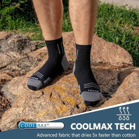 Mens Ankle Running Socks Coolmax Cushion Compression Socks Anti-Blister 3 Pairs Athletic Sock for Hiking Basketball in Saudi Arabia