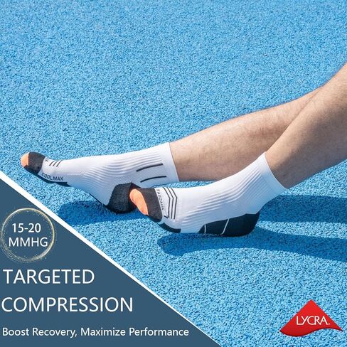 Mens Ankle Running Socks Coolmax Cushion Compression Socks Anti-Blister 3 Pairs Athletic Sock for Hiking Basketball in Saudi Arabia