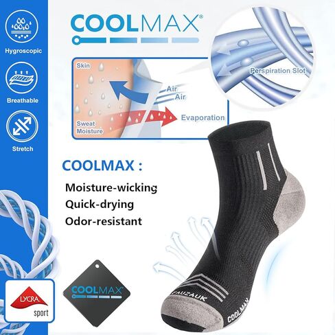 Mens Ankle Running Socks Coolmax Cushion Compression Socks Anti-Blister 3 Pairs Athletic Sock for Hiking Basketball in Saudi Arabia
