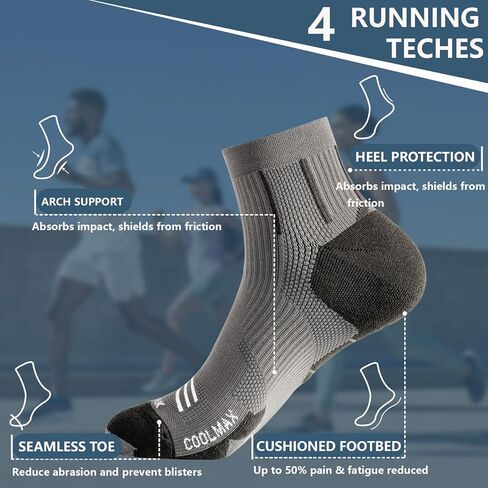 Mens Ankle Running Socks Coolmax Cushion Compression Socks Anti-Blister 3 Pairs Athletic Sock for Hiking Basketball in Saudi Arabia