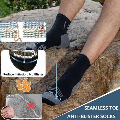 Mens Ankle Running Socks Coolmax Cushion Compression Socks Anti-Blister 3 Pairs Athletic Sock for Hiking Basketball in Saudi Arabia