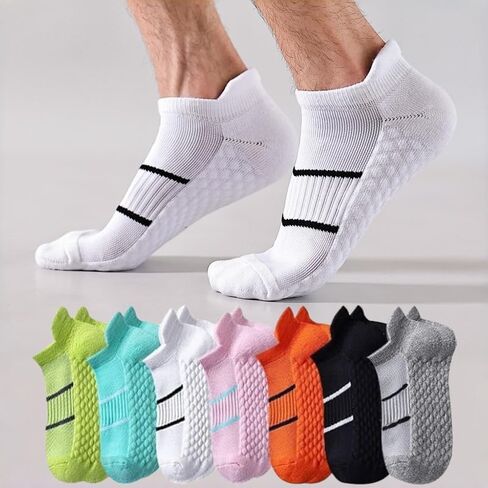 7 Pack Men's Athletic Ankle Socks Cushioned Running Breathable Low Cut Casual Socks in Saudi Arabia