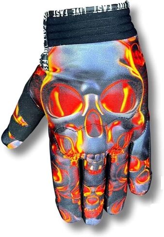 قفازات الدراجات النارية Flaming Skulls 4XL - أفضل قفازات جلدية جبلية للدراجات الترابية لركوب الدراجات النارية/موتوكروس للرجال والنساء لسائقي الدراجات النارية in Saudi Arabia