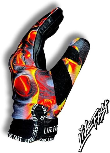 قفازات الدراجات النارية Flaming Skulls 4XL - أفضل قفازات جلدية جبلية للدراجات الترابية لركوب الدراجات النارية/موتوكروس للرجال والنساء لسائقي الدراجات النارية in Saudi Arabia