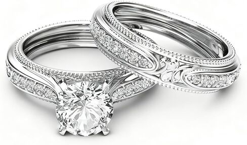 Noble Women Set Rings Cubic Zirconia Finger Accessories for Wedding Ceremony in Saudi Arabia