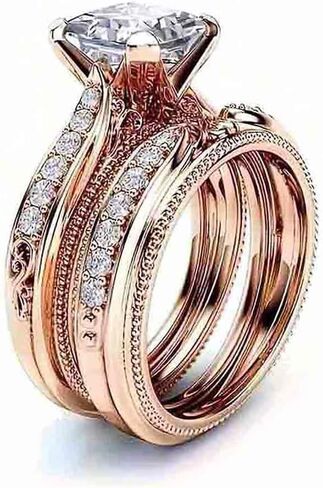Noble Women Set Rings Cubic Zirconia Finger Accessories for Wedding Ceremony in Saudi Arabia