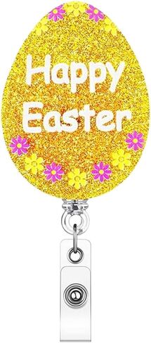Easter Badge Reels Nurse Badge Reel,Funny Badge Reel,Cute Pink Bunny ID Name Badge Holder Full Cover Retractable Acrylic Clips for Office Teacher Student Nurse Doctor in Kuwait