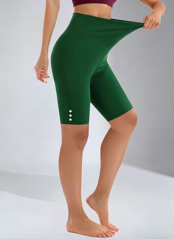 Women's Casual Elastic Waist Sporty Bermuda Shorts Stylish Stretchy Athletic Comfy Fit Knee-Length Leisure Daily Wear in Saudi Arabia