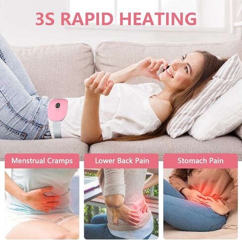 LISACOOL Portable Ccordless Heating Pad for Period Cramps Electric Waist Belt Device Portable Heatings Pad with 3 Heat Levels and 3 Massage Modes Birthday Gifts for Women and Girls (Pink) in Saudi Arabia