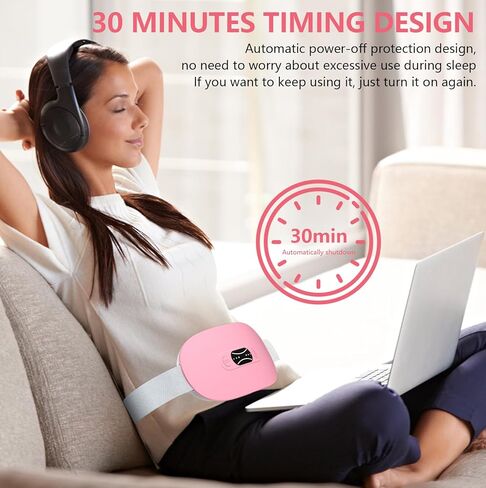 LISACOOL Portable Ccordless Heating Pad for Period Cramps Electric Waist Belt Device Portable Heatings Pad with 3 Heat Levels and 3 Massage Modes Birthday Gifts for Women and Girls (Pink) in Saudi Arabia