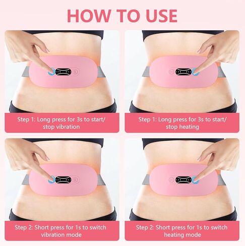 LISACOOL Portable Ccordless Heating Pad for Period Cramps Electric Waist Belt Device Portable Heatings Pad with 3 Heat Levels and 3 Massage Modes Birthday Gifts for Women and Girls (Pink) in Saudi Arabia