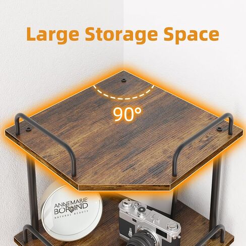 Corner Shelf Stand with Wheel 4-Tier Removable Corner Bookshelf Wood Storage Display Shelf for Bedroom Living Room in Saudi Arabia