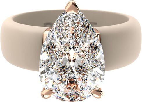 Rinfit Silicone Ring with Stone - Pear Cut Cubic Zirconia Solitaire Engagement Ring for Women - Rubber Wedding Bands - Patent Pending Design in Saudi Arabia