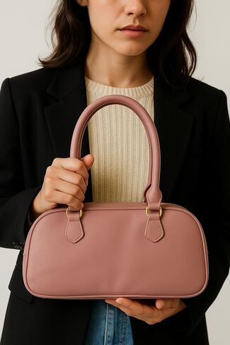 حقيبة نسائية من جوسي كوتور مع دلاية على شكل فيونكة مخملية ومفتاح على شكل قلب، تفاصيل الشعار منقوش، محفظة كتف بمقبض علوي – أحمر خدود غامق in Saudi Arabia