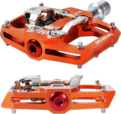 MTB Mountain Bike Pedals Compatible with SPD System, SPD and Flat Clipless Dual Side CNC Aluminum Alloy Bicycle Pedals w 9/16" Cr-Mo Spindle 2 Bearings 10 Pins for Indoor Cycling Urban Riding in Saudi Arabia