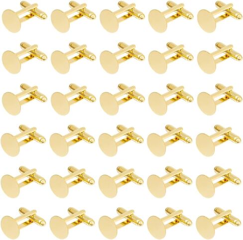 DICOSMETIC 30Pcs Men’s Cufflinks Golden Blank Cufflinks Bulk Brass Cufflink Studs Cuff Buttons with Clear Glass Cabochons for Apparel Clothes Buttons Making, Tray: 18mm in Saudi Arabia
