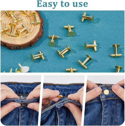 DICOSMETIC 30Pcs Men’s Cufflinks Golden Blank Cufflinks Bulk Brass Cufflink Studs Cuff Buttons with Clear Glass Cabochons for Apparel Clothes Buttons Making, Tray: 18mm in Saudi Arabia