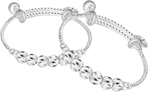 2Pcs Adjustable with Bell Charm Adorable Bangle Jewelry for Girls Boys Present for Birthdays and Special Occasions Safe Longlasting Material in Saudi Arabia