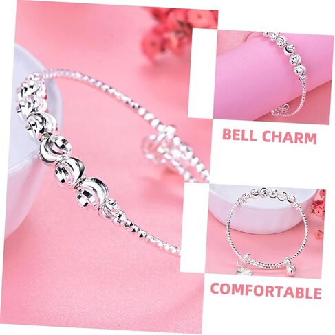 2Pcs Adjustable with Bell Charm Adorable Bangle Jewelry for Girls Boys Present for Birthdays and Special Occasions Safe Longlasting Material in Saudi Arabia