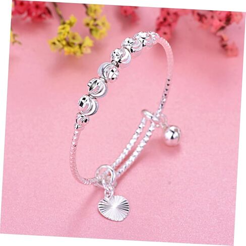 2Pcs Adjustable with Bell Charm Adorable Bangle Jewelry for Girls Boys Present for Birthdays and Special Occasions Safe Longlasting Material in Saudi Arabia