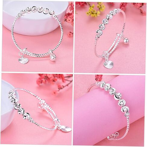 2Pcs Adjustable with Bell Charm Adorable Bangle Jewelry for Girls Boys Present for Birthdays and Special Occasions Safe Longlasting Material in Saudi Arabia