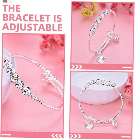 2Pcs Adjustable with Bell Charm Adorable Bangle Jewelry for Girls Boys Present for Birthdays and Special Occasions Safe Longlasting Material in Saudi Arabia