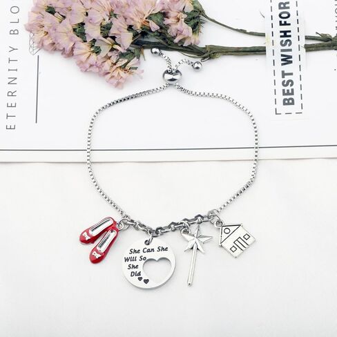 UJIMS Wizard Movie Inspired Gifts Red Slippers Fairy Wand Charm Bracelet Magic Movie Inspirational Merch in Saudi Arabia