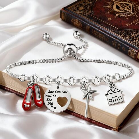 UJIMS Wizard Movie Inspired Gifts Red Slippers Fairy Wand Charm Bracelet Magic Movie Inspirational Merch in Saudi Arabia