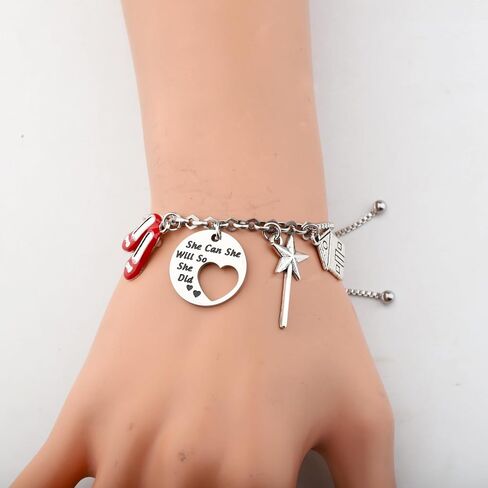 UJIMS Wizard Movie Inspired Gifts Red Slippers Fairy Wand Charm Bracelet Magic Movie Inspirational Merch in Saudi Arabia
