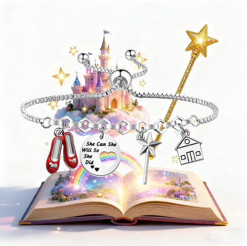 UJIMS Wizard Movie Inspired Gifts Red Slippers Fairy Wand Charm Bracelet Magic Movie Inspirational Merch in Saudi Arabia