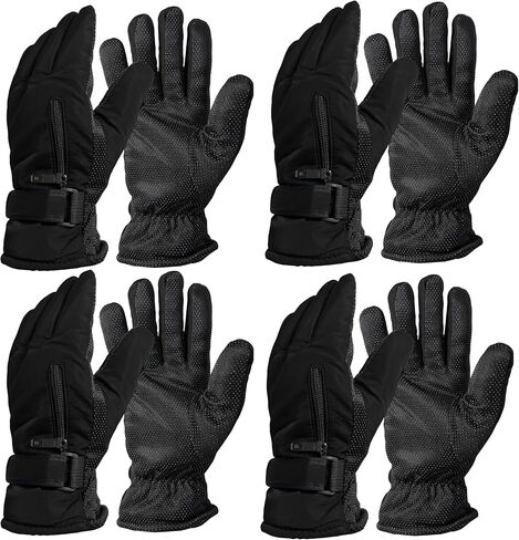 4 Pairs Winter Ski Gloves Thick Warm Thermal Insulated Fleece Lined Men Women Cold Weather Snowboarding in Saudi Arabia