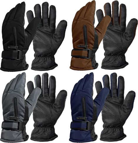 4 Pairs Winter Ski Gloves Thick Warm Thermal Insulated Fleece Lined Men Women Cold Weather Snowboarding in Saudi Arabia
