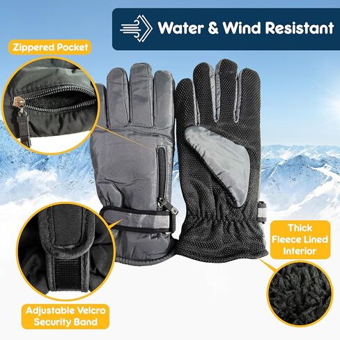 4 Pairs Winter Ski Gloves Thick Warm Thermal Insulated Fleece Lined Men Women Cold Weather Snowboarding in Saudi Arabia