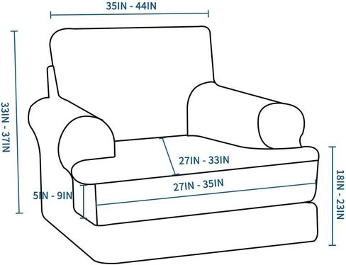 2 Pieces Stretch Sofa Covers T Cushion Chair Armchair Slipcovers with 1 Individual Thick Velvet T Cushion Shape Seat Couch Cover Furniture Protector Covers for Living Room in Saudi Arabia