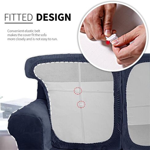 2 Pieces Stretch Sofa Covers T Cushion Chair Armchair Slipcovers with 1 Individual Thick Velvet T Cushion Shape Seat Couch Cover Furniture Protector Covers for Living Room in Saudi Arabia